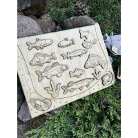 Drewniana Układanka Edukacyjna „Ryby w polskich jeziorach” zestaw niemalowany