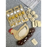 Drewniany Zestaw Edukacyjny "Kura" : Kodowanie, Liczenie i Cykl Życia Kury