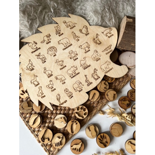 Sensoryczna taca Jeżyk +30 dwustronnych stempli do ciastoliny i piasku kinetycznego