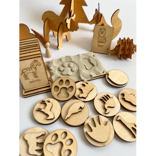Drewniane tace (3szt.)  z tropami zwierząt