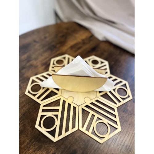 Serwetnik + 6 podkładek pod kubek 