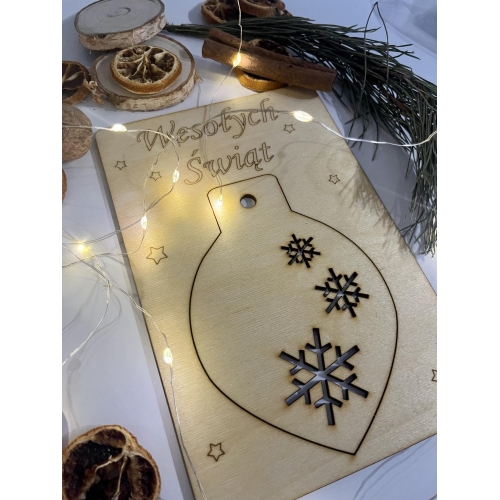 Drewniana Kartka Świąteczna-wzór 4