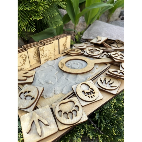 Drewniane stemple "Tropy zwierząt i ich cienie" 44szt.