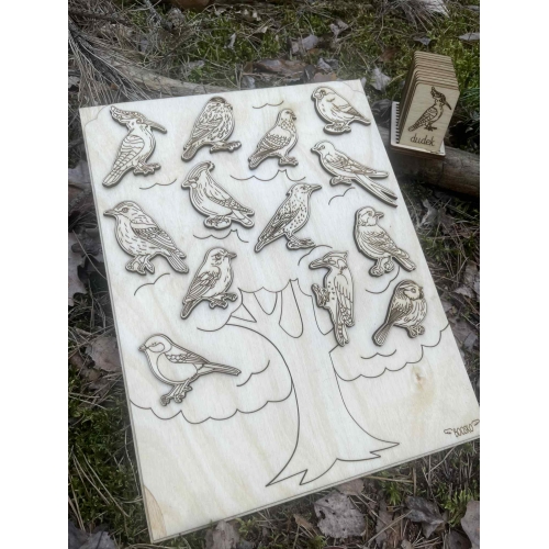 Drewniana układanka „Ptaki