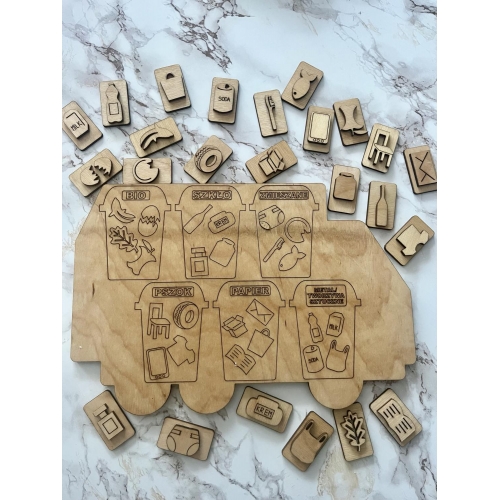 Segregacja śmieci (6  koszy + śmieciarka )