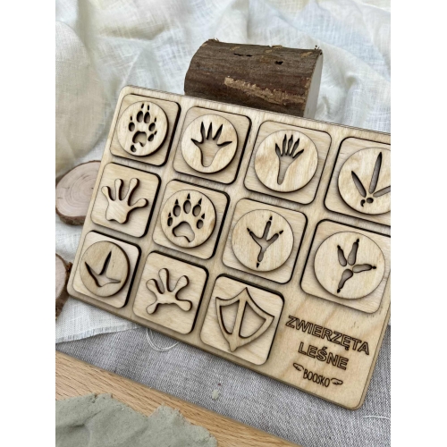 Zestaw trzech układanek- tropy zwierząt leśnych