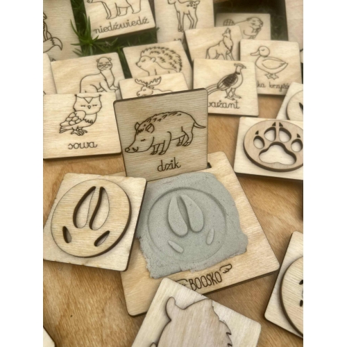 Stemple ''Zwierzęta leśne i ich tropy'' (18szt.)