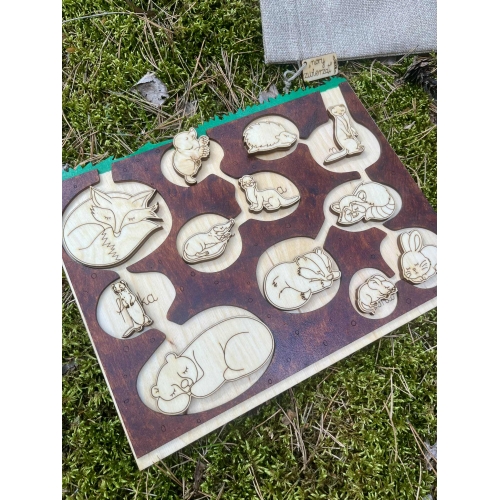 Drewniany Zestaw Edukacyjny – “Nory Zwierząt”