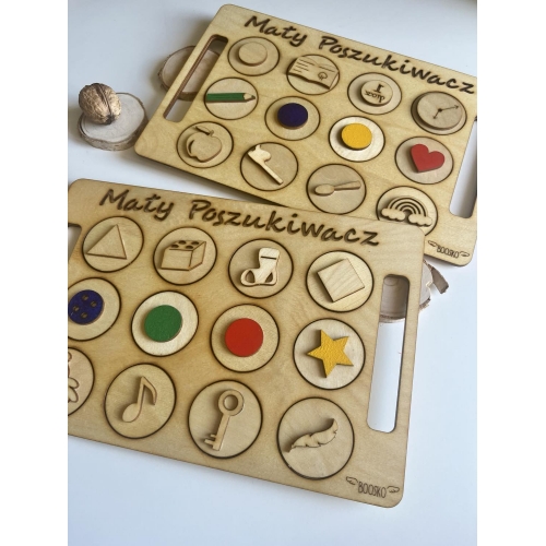 Drewniane tace "Mały poszukiwacz"-zabawa w domu