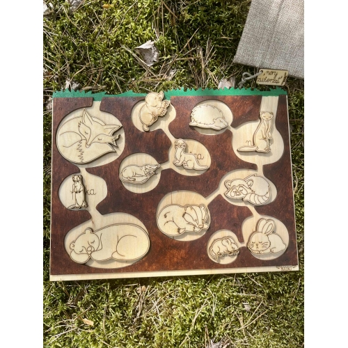 Drewniany Zestaw Edukacyjny – “Nory Zwierząt”