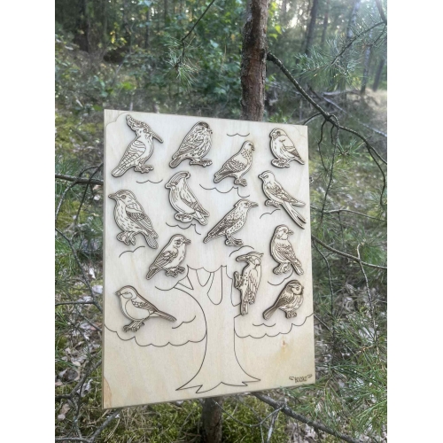 Drewniana układanka „Ptaki
