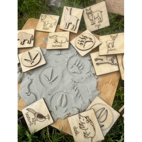 Stemple ''Zwierzęta leśne i ich tropy'' (18szt.)