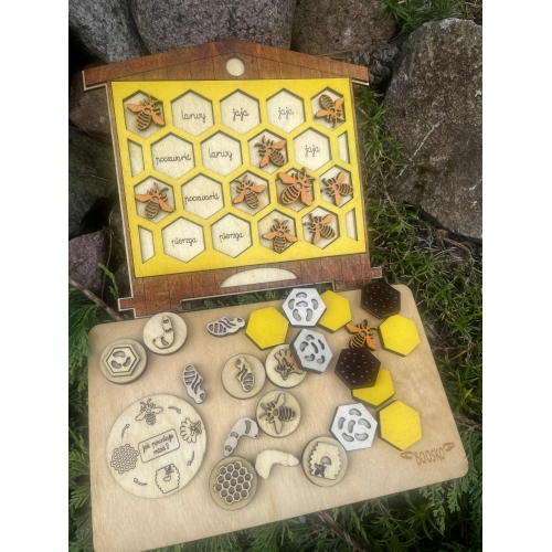 Edukacyjny Drewniany Ul z Akcesoriami (mały)– Poznaj Świat Pszczół! (zestaw malowany)