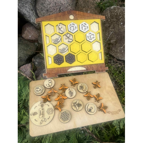 Edukacyjny Drewniany Ul z Akcesoriami (mały)– Poznaj Świat Pszczół! (zestaw malowany)