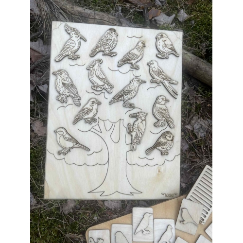 Drewniana układanka „Ptaki