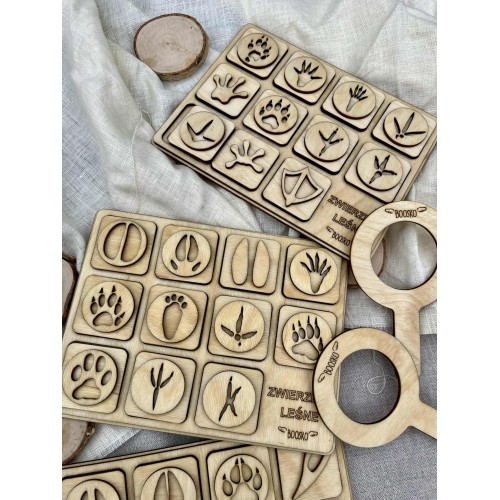 Zestaw trzech układanek- tropy zwierząt leśnych