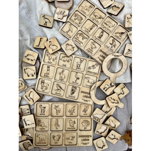 Zestaw trzech układanek- tropy zwierząt leśnych