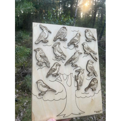 Drewniana układanka „Ptaki" (niemalowana)