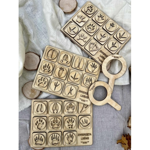 Zestaw trzech układanek- tropy zwierząt leśnych