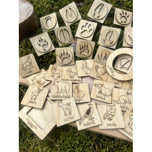 Stemple ''Zwierzęta leśne i ich tropy'' (18szt.)