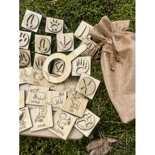 Stemple ''Zwierzęta leśne i ich tropy'' (18szt.)