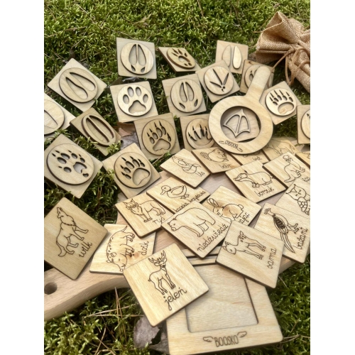 Stemple ''Zwierzęta leśne i ich tropy'' (18szt.)