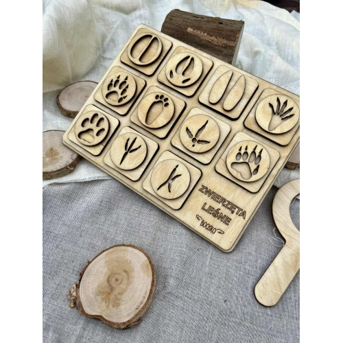 Zestaw trzech układanek- tropy zwierząt leśnych