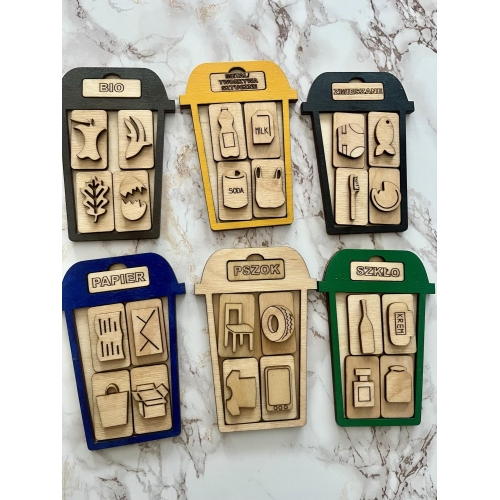 Segregacja śmieci (6  koszy + śmieciarka )